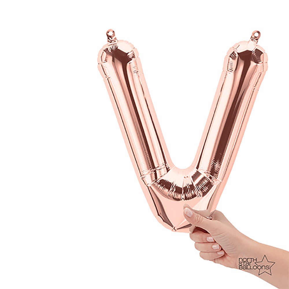 Foil Balloon Letter V Rose Gold