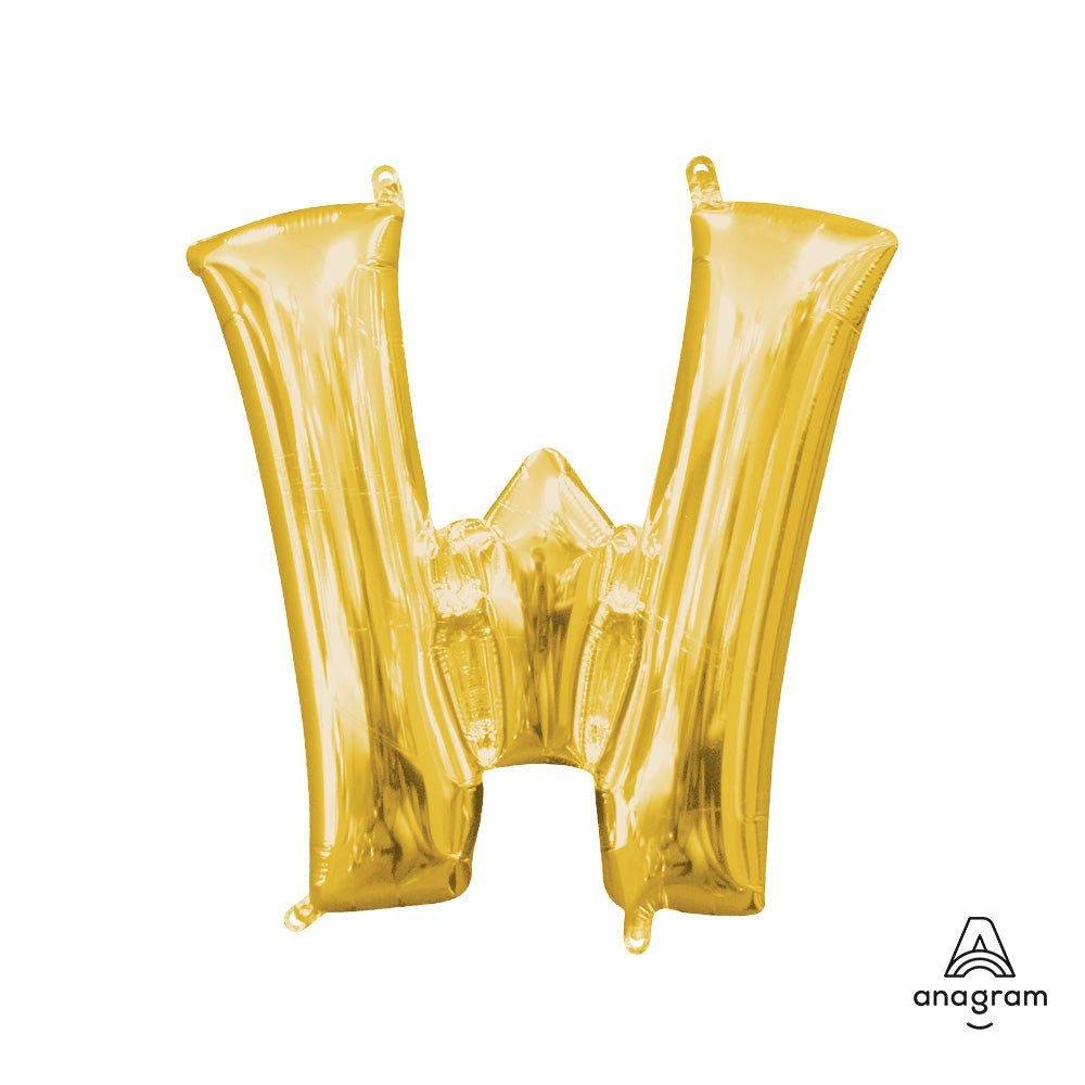 Foil Balloon Letter W Gold 16 Inch