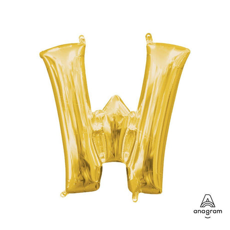 Foil Balloon Letter W Gold 16 Inch