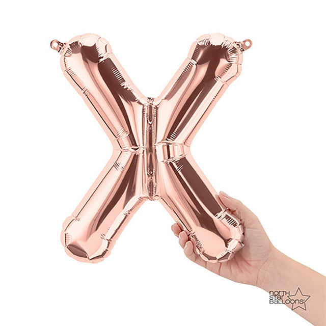 Foil Balloon Letter X Rose Gold 16 Inch