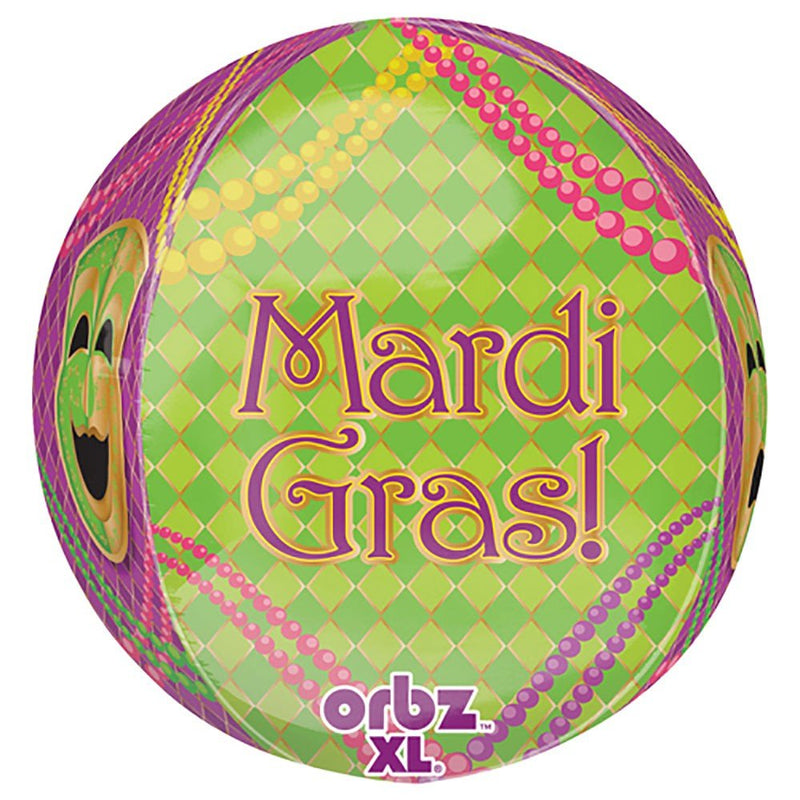 Mardi Gras Party Orbz Foil Balloon 16 Inch