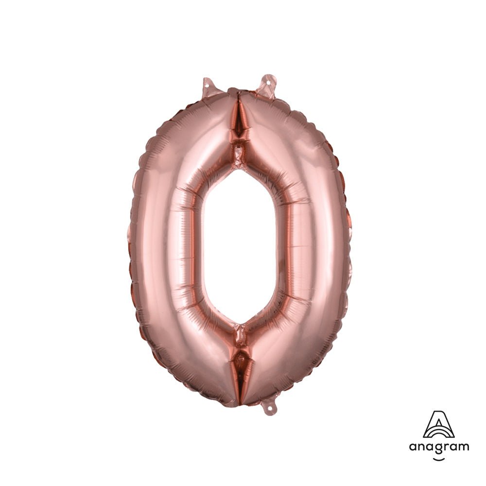 Foil Balloon Number 0 Rose Gold