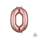 Foil Balloon Number 0 Rose Gold
