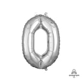 Foil Balloon Number 0 Silver