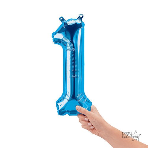 Foil Balloon Number 1 Blue Air-Fill Only