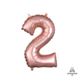 Foil Number 2 Balloon Rose Gold