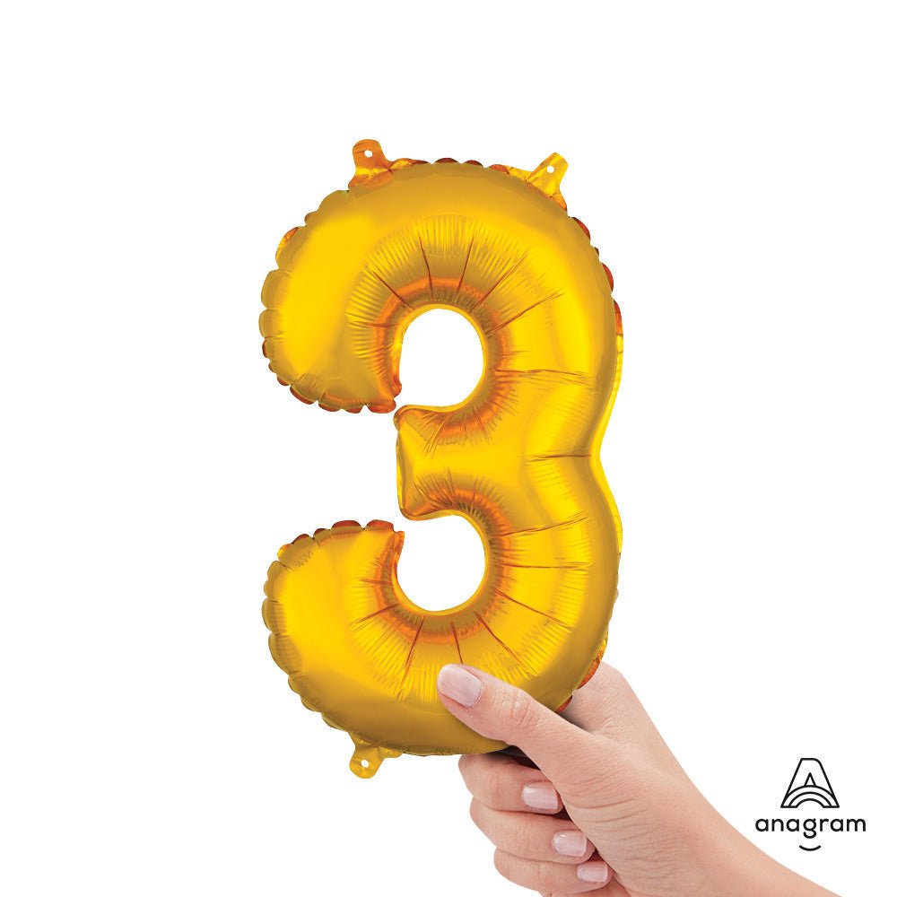 Foil Balloon Number 3 Gold Air-Fill Only