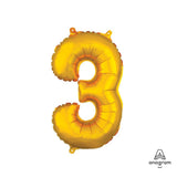 Foil Balloon Number 3 Gold Air-Fill Only