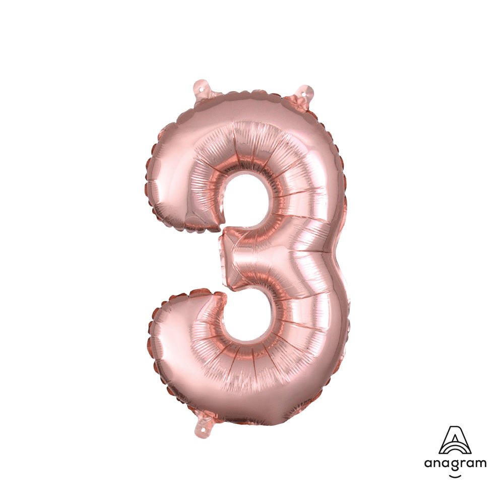 Foil Number 3 Balloon Rose Gold