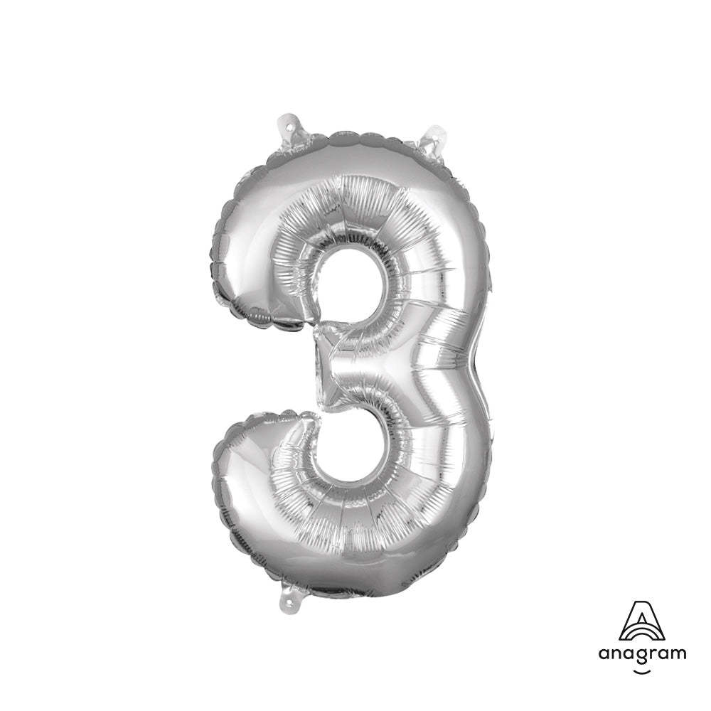 Silver Foil Number 3 Balloon