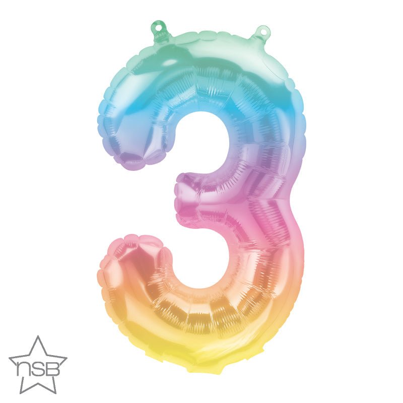 Foil Balloon Number 3 Jelli Ombre Air-Fill Only