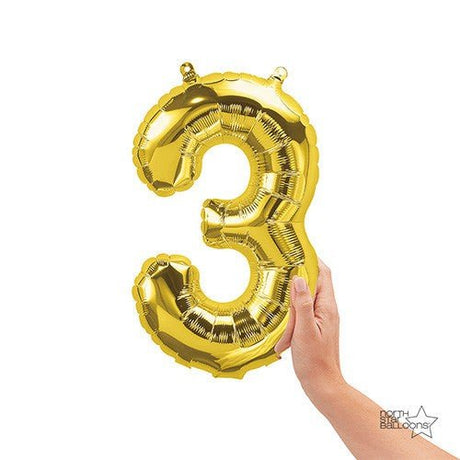 Number 3 Gold Foil Balloon