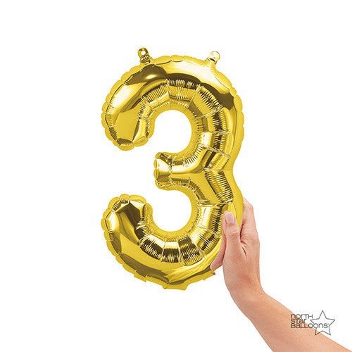 Number 3 Gold Foil Balloon