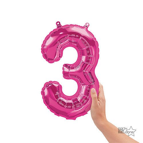 Foil Balloon Number 3 Magenta Air-Fill Only