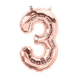 Number 3 Foil Balloon - Rose Gold
