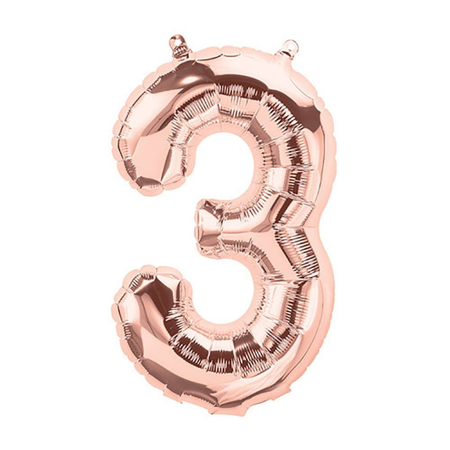 Number 3 Foil Balloon - Rose Gold