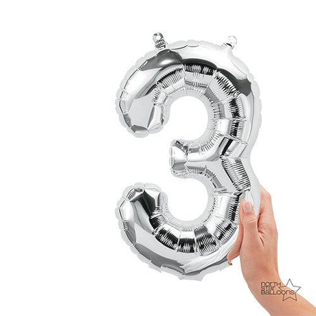 Foil Balloon Number 3 Silver 16 Inch