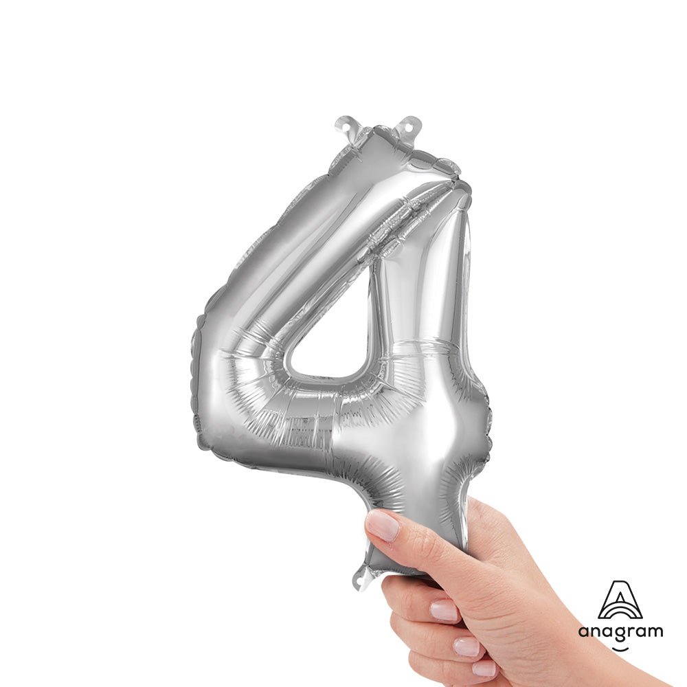 Silver Number 4 Foil Balloon
