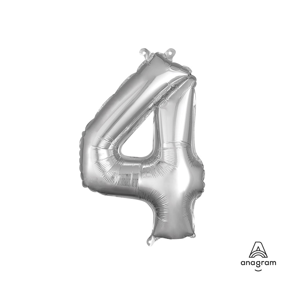 Silver Number 4 Foil Balloon