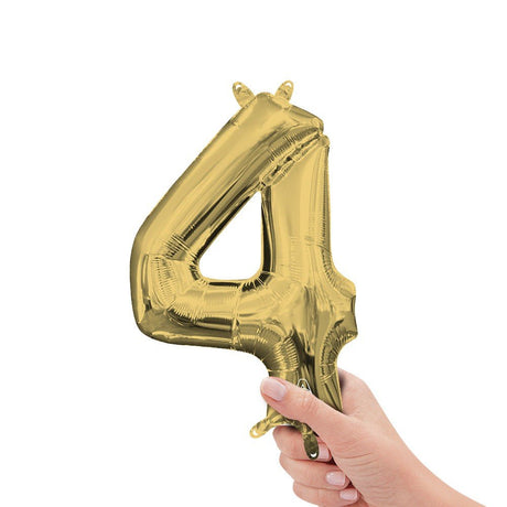 Foil Number 4 Balloon White Gold