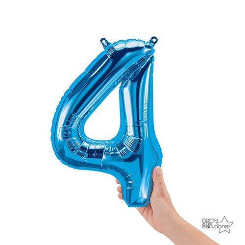 Foil Balloon Number 4 Blue Air-Fill Only