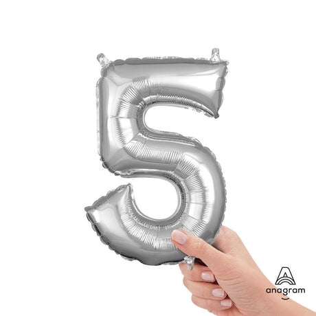 Foil Number 5 Silver Balloon