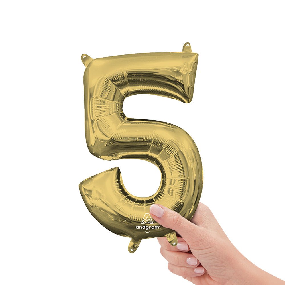 Foil Balloon Number 5 White Gold