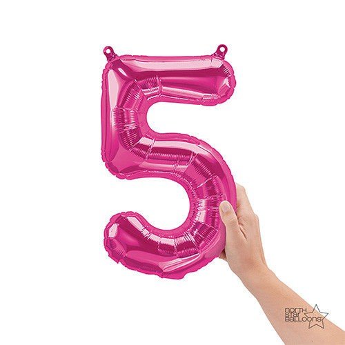 Foil Balloon Number 5 Magenta Air-Fill Only
