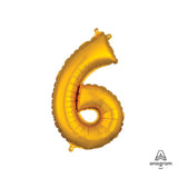 Gold Foil Number 6 Balloon