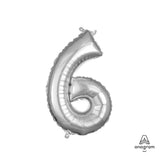Silver Number 6 Foil Balloon