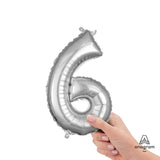 Silver Number 6 Foil Balloon