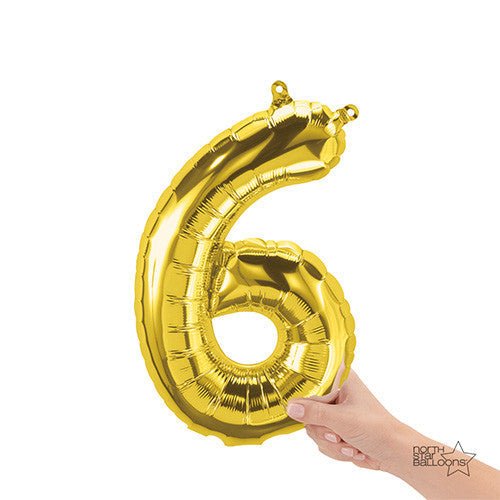 Foil Balloon Number 6 Gold Air-Fill Only
