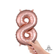 Foil Balloon Number 8 Rose Gold 16 Inch