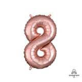 Foil Balloon Number 8 Rose Gold 16 Inch