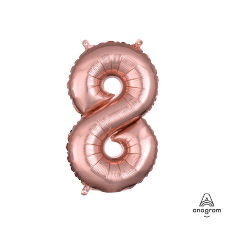 Foil Balloon Number 8 Rose Gold 16 Inch