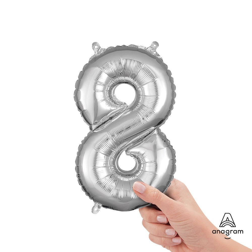Foil Number 8 Silver Balloon