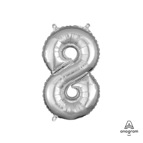Foil Number 8 Silver Balloon