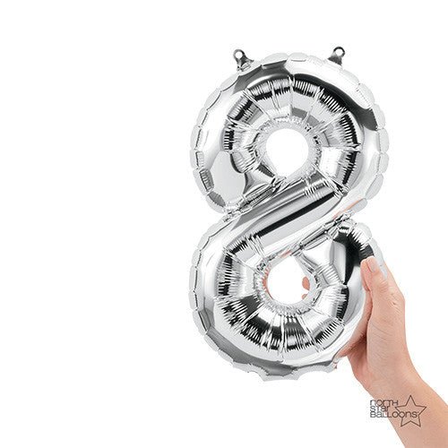 Number 8 Silver Foil Balloon