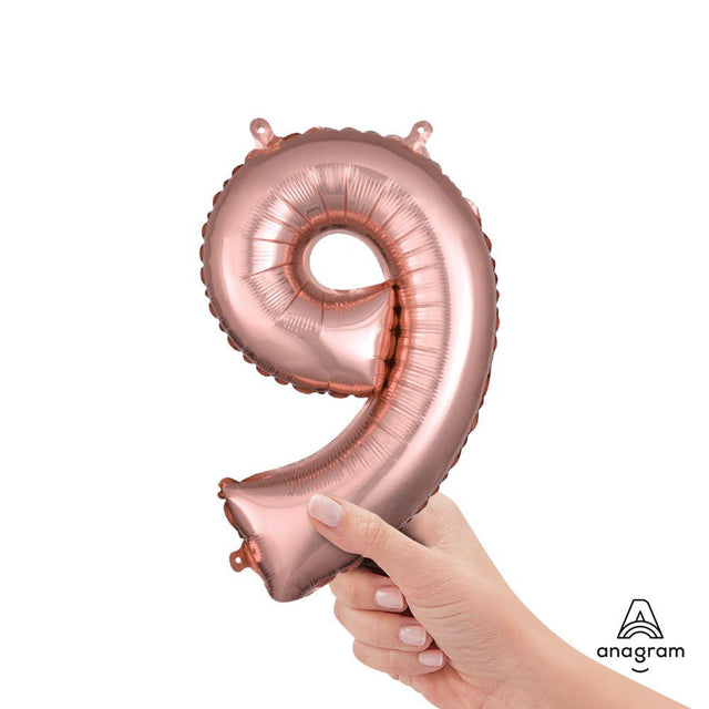 Foil Balloon Number 9 Rose Gold