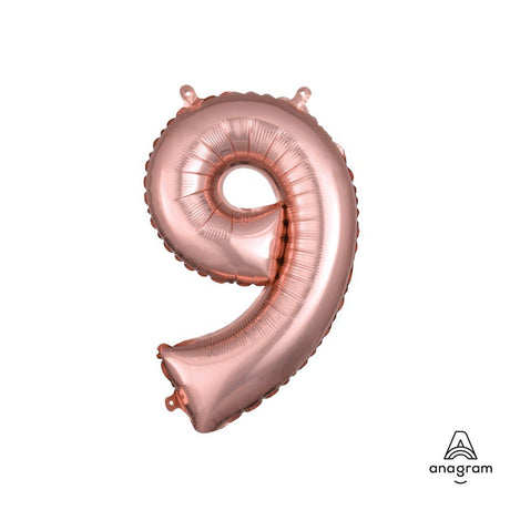 Foil Balloon Number 9 Rose Gold