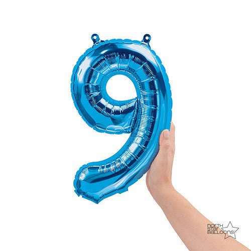 Number 9 Foil Balloon Blue 16 Inch