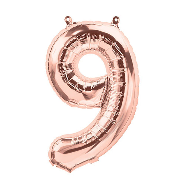 Foil Balloon Number 9 Rose Gold