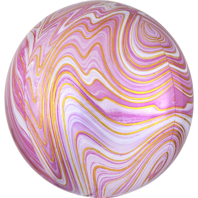 16 Inch Pink Marblez Orbz Foil Balloon