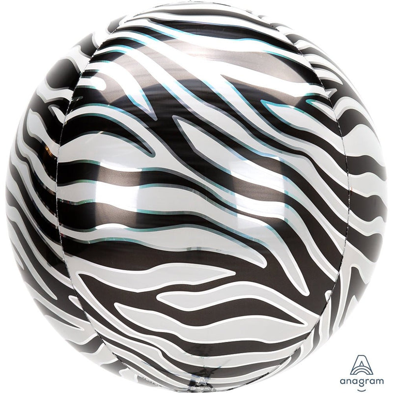 Foil Balloon Zebra Print Orbz 16 Inch
