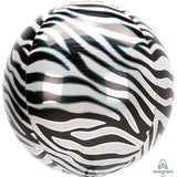 Foil Balloon Zebra Print Orbz 16 Inch
