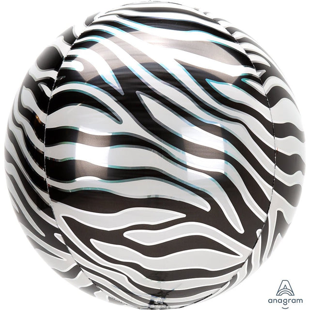 Foil Balloon Zebra Print Orbz 16 Inch