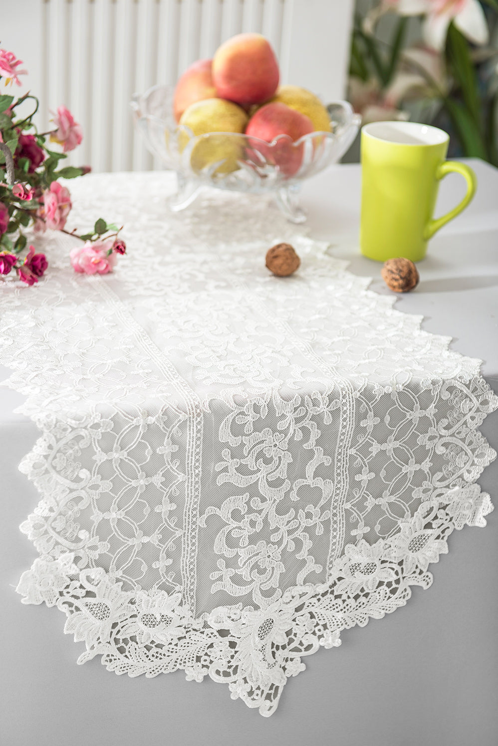 Lace Table Runner 16x108 Ivory