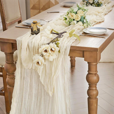 Cheesecloth Table Runner 10 ft x 38 in Ivory