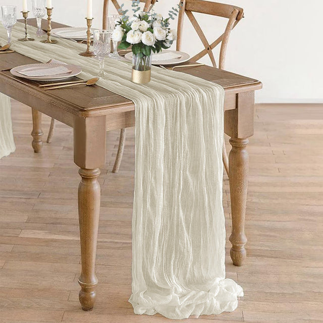 Cheesecloth Table Runner 10 ft x 38 in Ivory