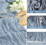 Premium Gauze Cheesecloth Table Runner 10 ft x 38 in Dusty Blue
